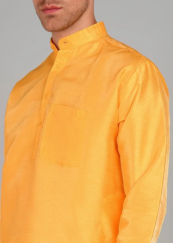 Orange_Silk_Straight_Fit_Kurta_For_Men