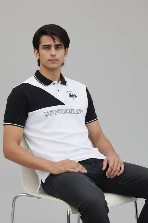 White_Black_Cotton_Regular_Fit_Polo_T-Shirt_For_Men