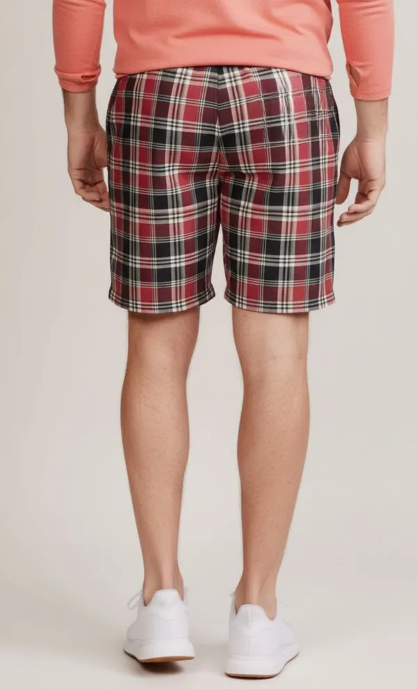 Maroon_Cotton_Plaid_Regular_Fit_Shorts_For_Men_-_Pack_of_2