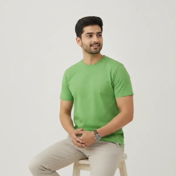 Green_Cotton_Regular_Fit_T-Shirt_For_Men