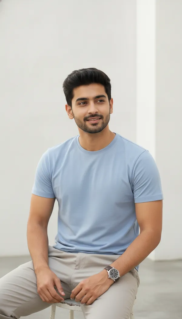 Light_Blue_Cotton_Regular_Fit_Crew_Neck_T-Shirt_For_Men