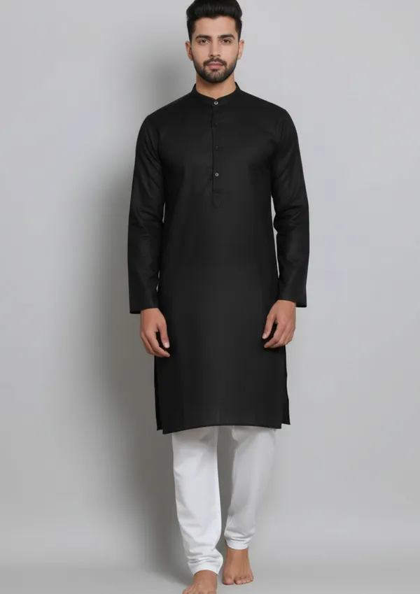 Black_Cotton_Straight_Fit_Kurta_For_Men