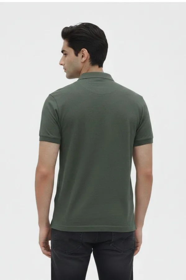 Olive_Green_Cotton_Short_Sleeve_Polo_T-Shirt_For_Men