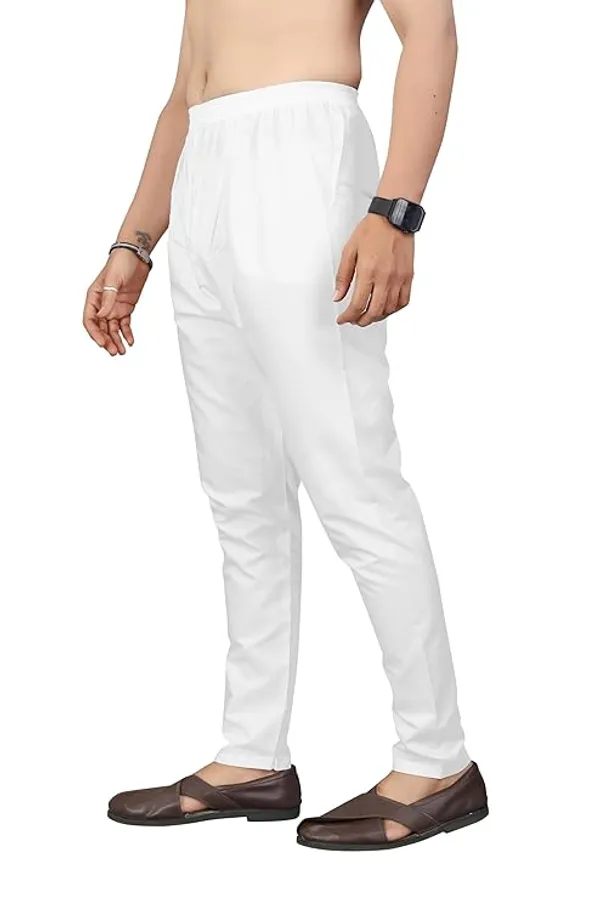 White_Cotton_Regular_Fit_Pajama_For_Men