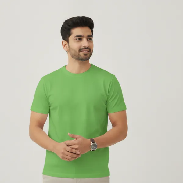 Green_Cotton_Regular_Fit_T-Shirt_For_Men