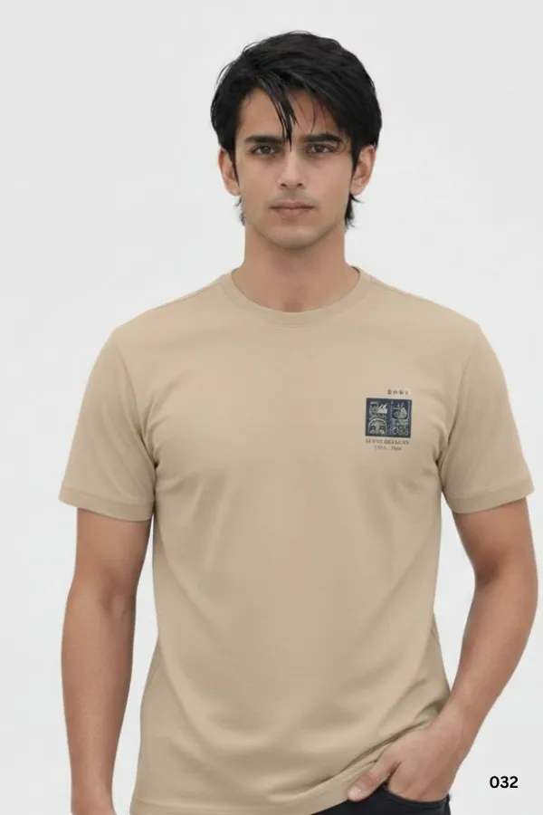Beige_Cotton_Regular_Fit_Crew_Neck_T-Shirt_For_Men