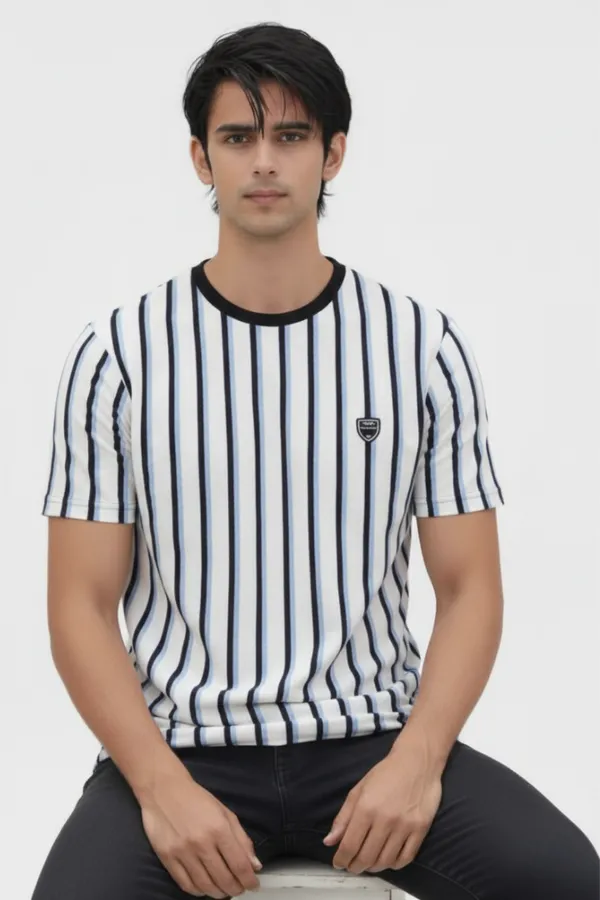 White_Cotton_Striped_Regular_Fit_T-Shirt_For_Men