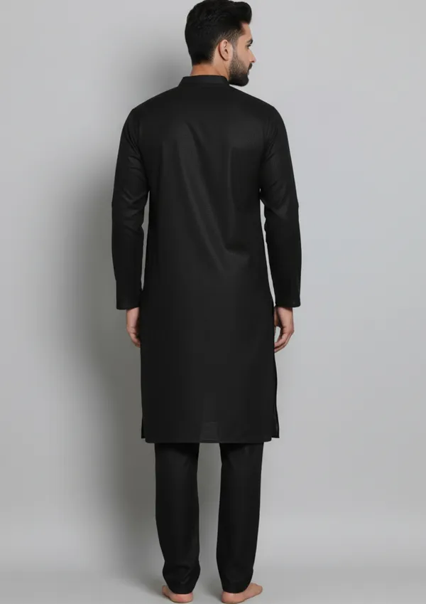 Black_Cotton_Straight_Fit_Kurta_For_Men
