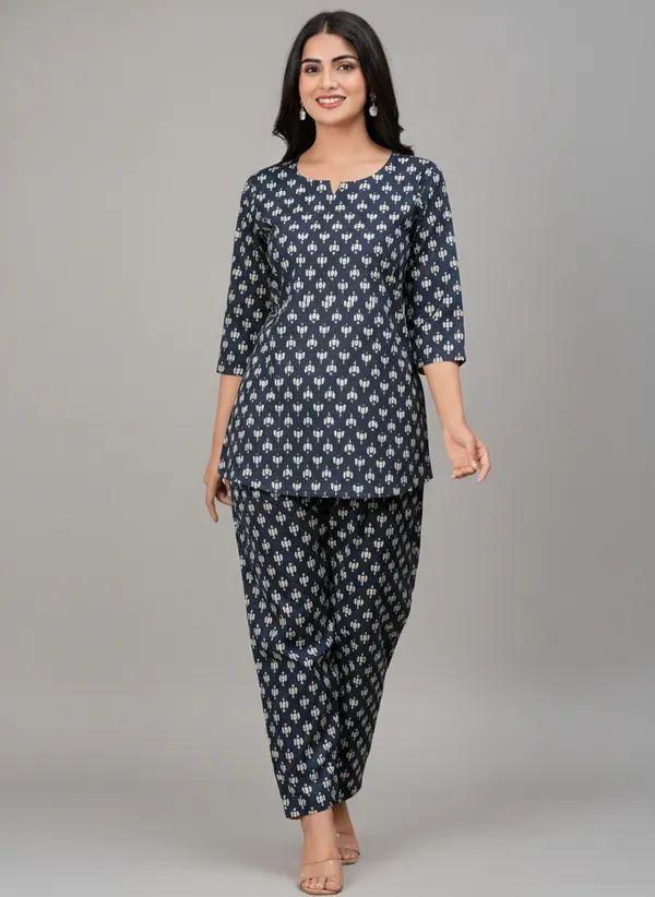 Blue_Printed_Straight_Kurta_Pant_Set_For_Women