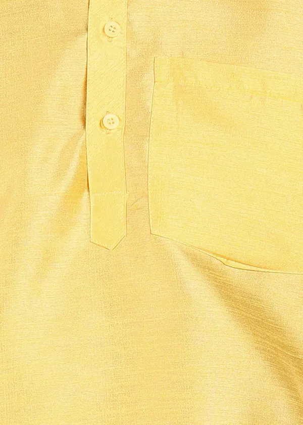 Yellow_Silk_Straight_Fit_Solid_Ethnic_Kurta_For_Men