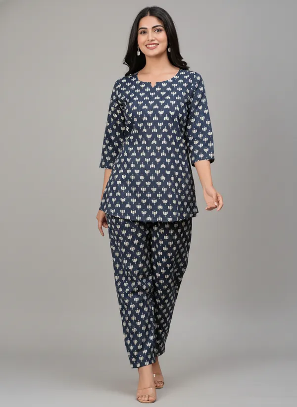 Blue_Printed_Straight_Kurta_Pant_Set_For_Women