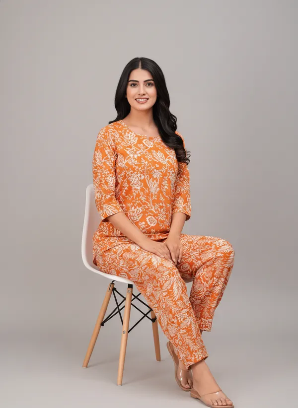 Orange_Printed_Straight_Kurta_Pant_Set_for_Women