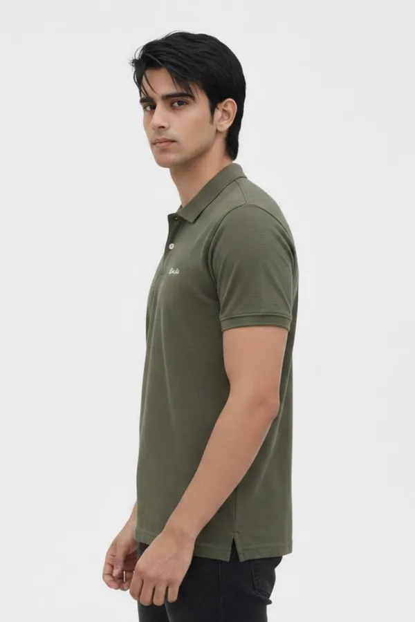 Olive_Green_Cotton_Short_Sleeve_Polo_T-Shirt_For_Men
