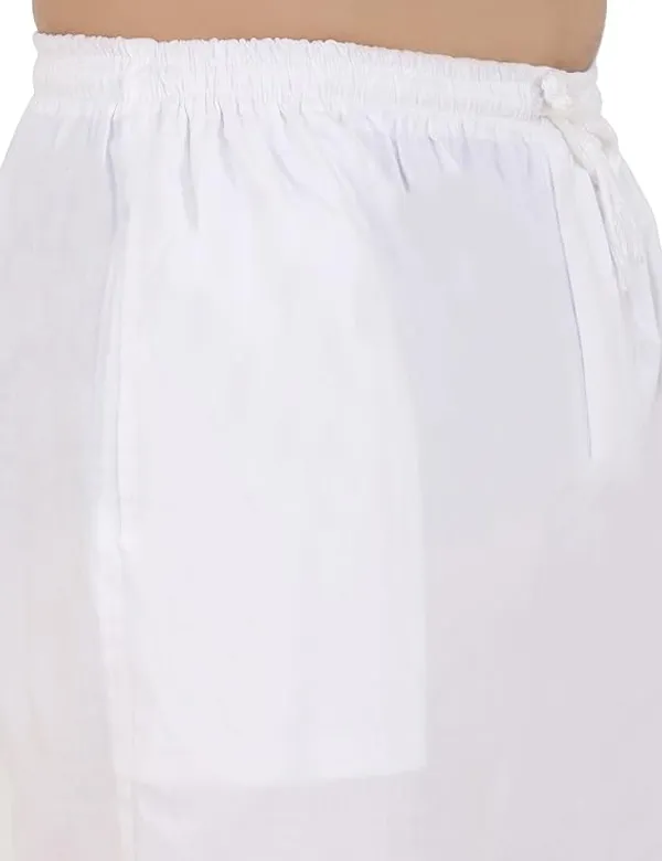 White_Cotton-Polyester_Relaxed_Fit_Pajama_Bottoms_For_Men
