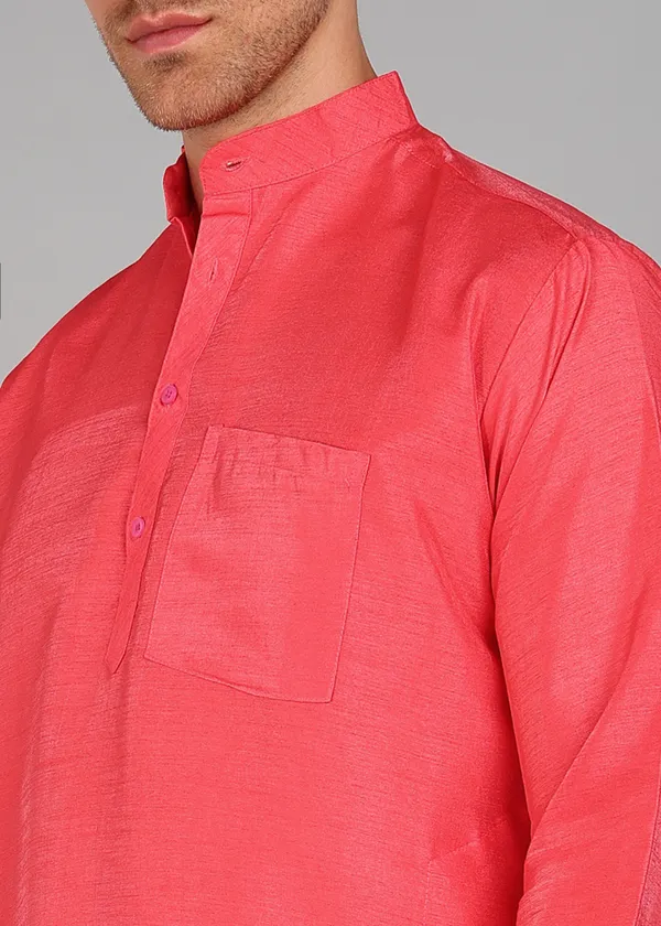 Coral_Silk_Straight_Fit_Solid_Kurta_For_Men