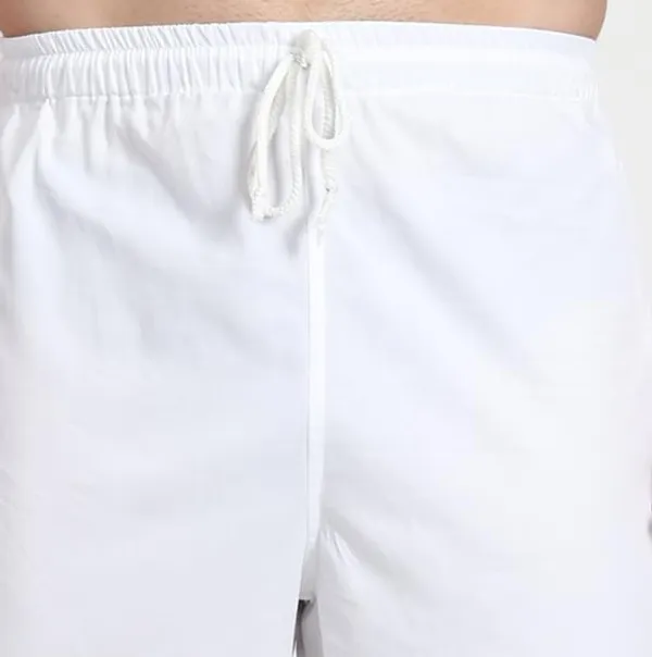 White_Cotton-Polyester_Relaxed_Fit_Drawstring_Pants_For_Men