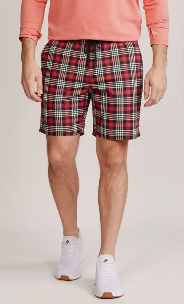 Maroon_Cotton_Plaid_Regular_Fit_Shorts_For_Men_-_Pack_of_2