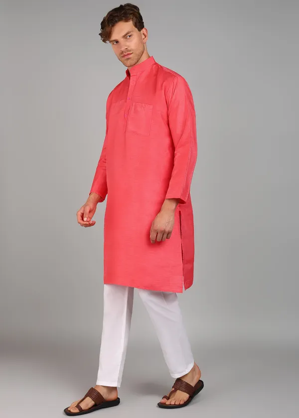 Coral_Silk_Straight_Fit_Solid_Kurta_For_Men