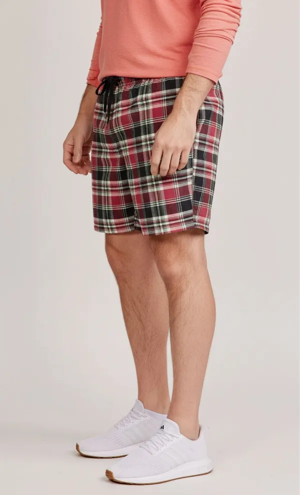 Maroon_Cotton_Plaid_Regular_Fit_Shorts_For_Men_-_Pack_of_2