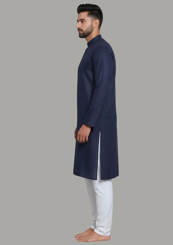 Navy_Blue_Cotton_Blend_Straight_Fit_Kurta_For_Men
