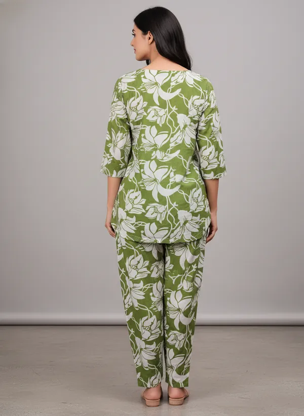 Green_Floral_Print_Kurta_Pant_Set_for_Women