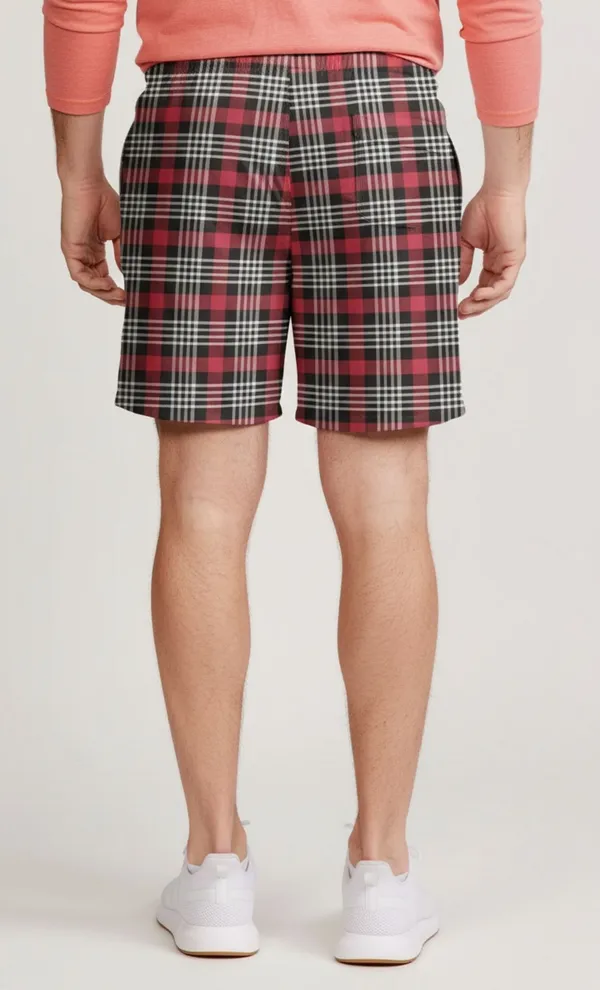 Maroon_Cotton_Plaid_Regular_Fit_Shorts_For_Men_-_Pack_of_2