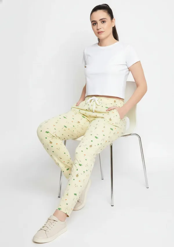 Yellow_Cotton_Slim_Fit_Printed_Leggings_For_Women