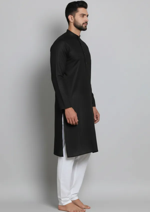 Black_Cotton_Straight_Fit_Kurta_For_Men
