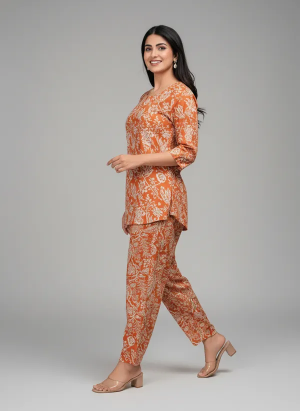 Orange_Printed_Straight_Kurta_Pant_Set_for_Women
