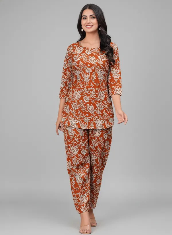 Orange_Printed_Straight_Kurta_Pant_Set_for_Women