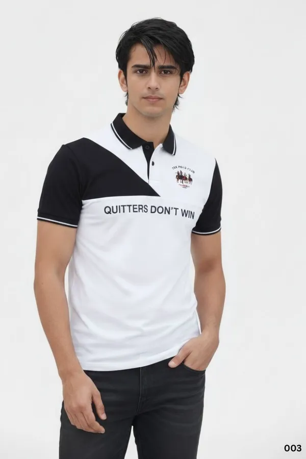 White_Black_Cotton_Regular_Fit_Polo_T-Shirt_For_Men