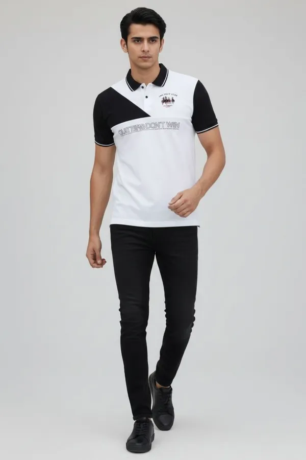 White_Black_Cotton_Regular_Fit_Polo_T-Shirt_For_Men
