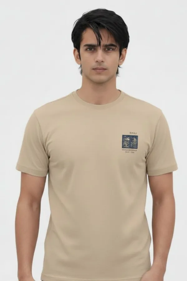 Beige_Cotton_Regular_Fit_Crew_Neck_T-Shirt_For_Men