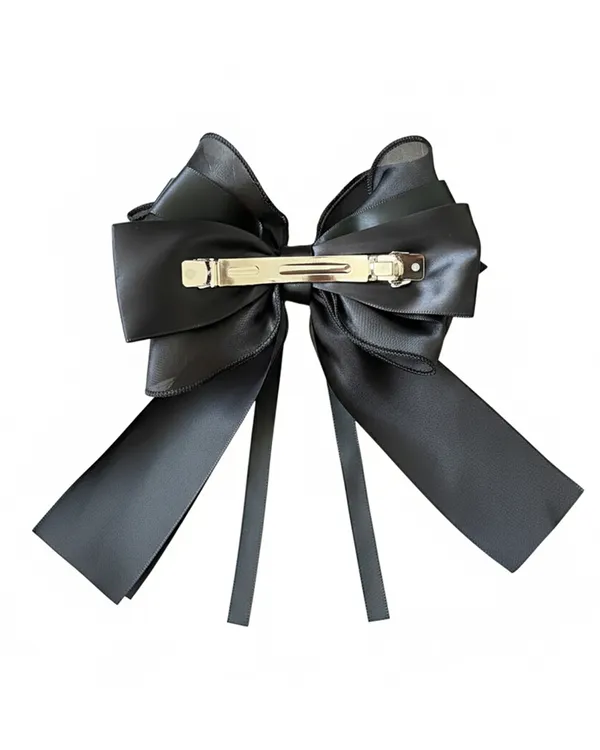 Organza_and_Satin_Hair_Bow_Clip_(_Black)
