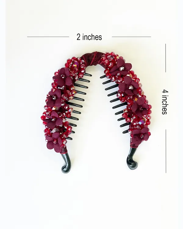 Floral_Crystal_Studded_Banana_Clip_(Red)
