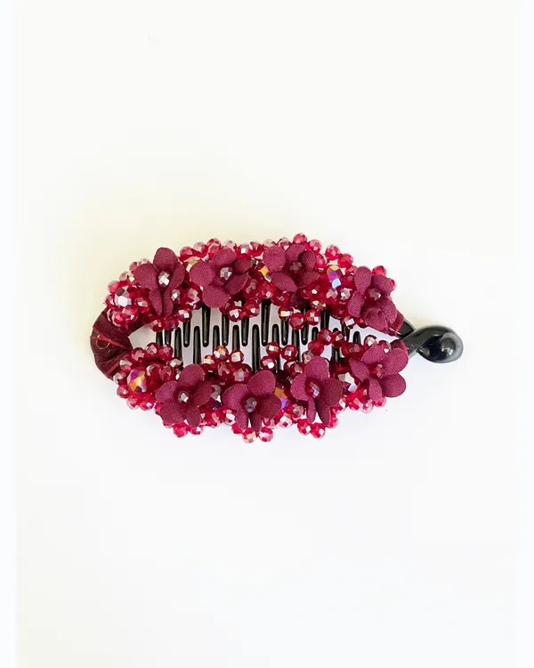 Floral_Crystal_Studded_Banana_Clip_(Red)