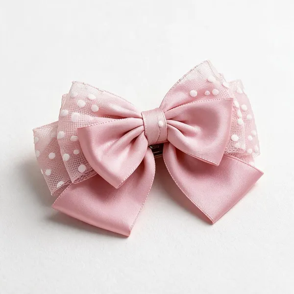 Pink_Satin_Bow_Barrette_Clip_For_Women