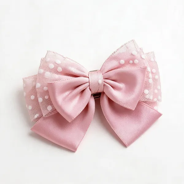 Pink_Satin_Bow_Barrette_Clip_For_Women