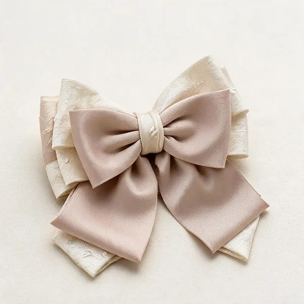 Beige_Satin_Bow_Barrette_Clips_For_Women