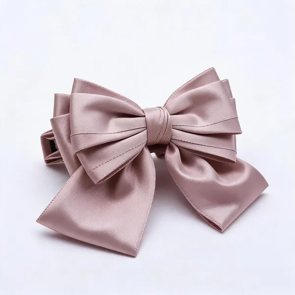 Pink_Satin_Bow_Barrette_Clips_For_Women