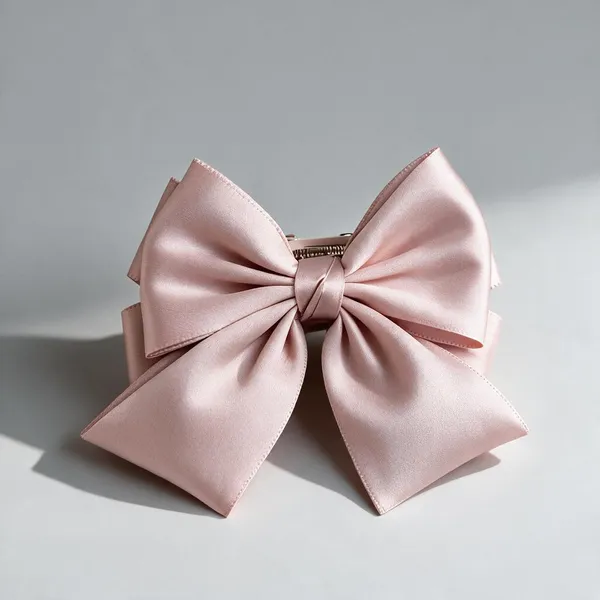 Pink_Satin_Bow_Barrette_Clip_For_Women
