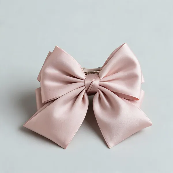 Pink_Satin_Bow_Barrette_Clip_For_Women