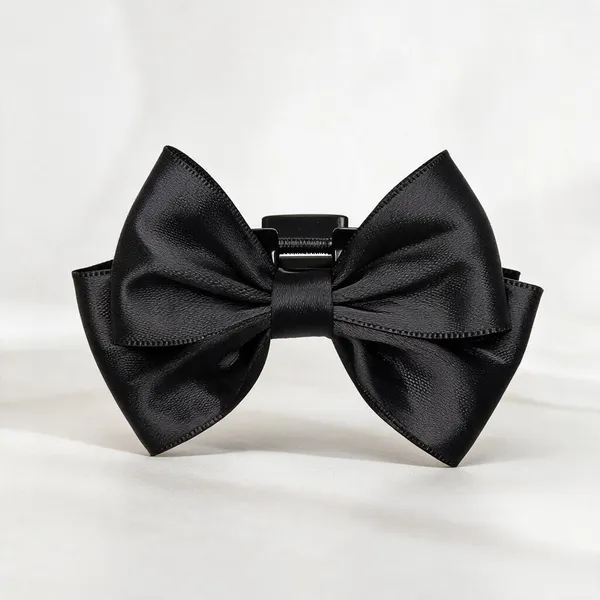 Black_Satin_Bow_Barrette_Clip_For_Women