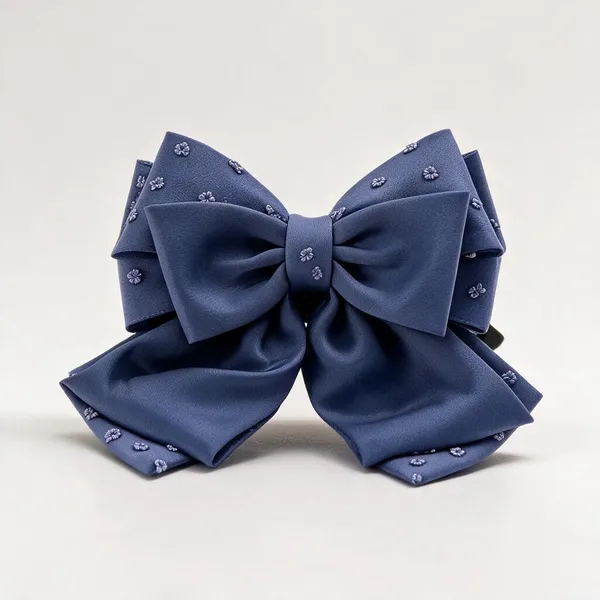 Blue_Satin_Bow_Barrette_Clip_For_Women