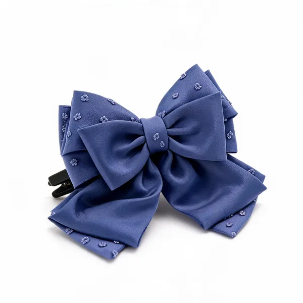 Blue_Satin_Bow_Barrette_Clip_For_Women