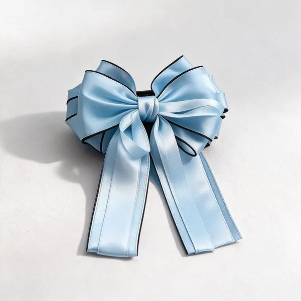 Blue_Satin_Bow_Barrette_Clips_For_Women