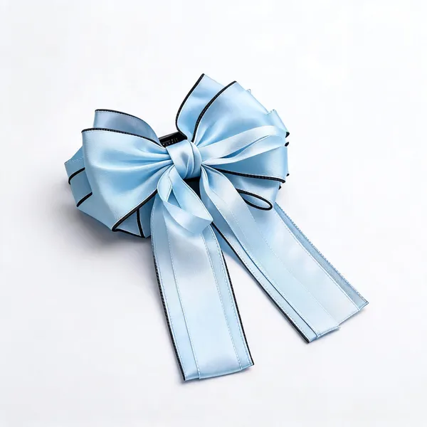 Blue_Satin_Bow_Barrette_Clips_For_Women