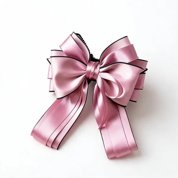 Onion_Pink_Satin_Bow_Barrette_Clip_For_Women