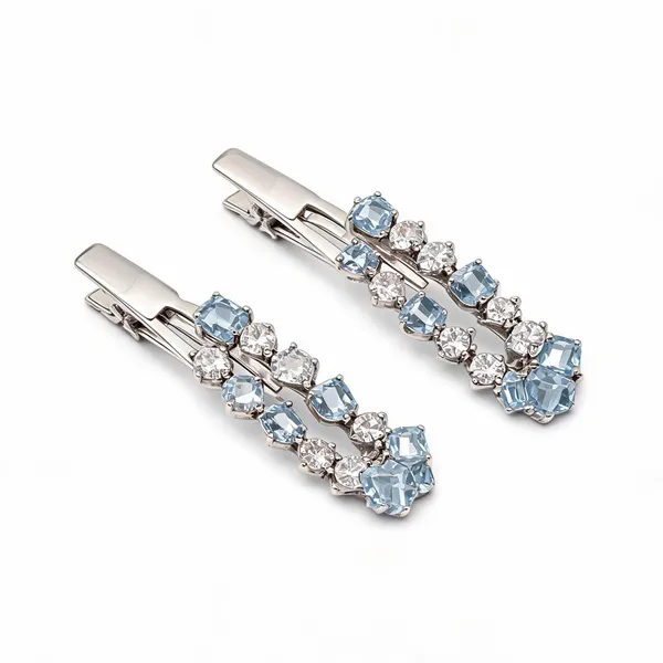 Silver_&_Blue_Metal_Alligator_Clips_For_Women