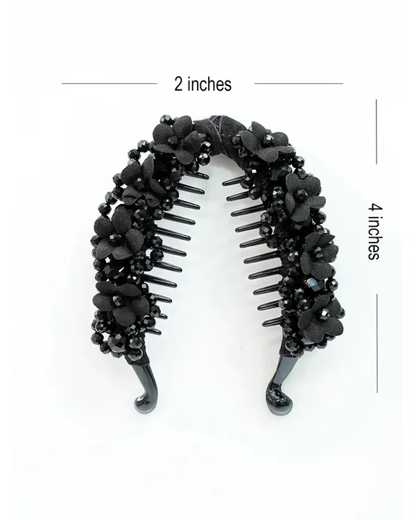 Floral_Crystal_Studded_Banana_Clip_(Black)